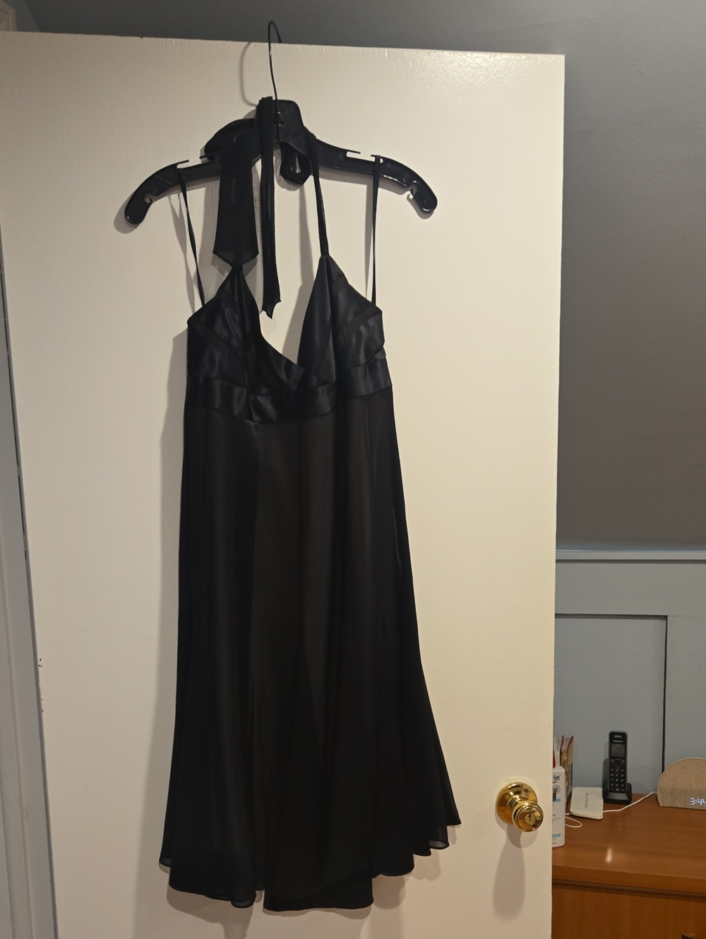 Black Satin & Chiffon Slip Nightdress - Women Intimates